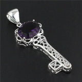 Hermosa Jewelry Amethyst Key Shape Necklace Pendant
