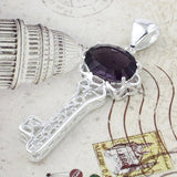Hermosa Jewelry Amethyst Key Shape Necklace Pendant