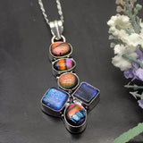 Hermosa Gemstone Dichroic Glass Silver Pendant Necklace Charm