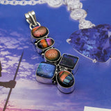 Hermosa Gemstone Dichroic Glass Silver Pendant Necklace Charm