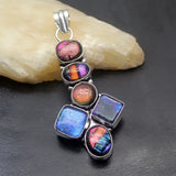 Hermosa Gemstone Dichroic Glass Silver Pendant Necklace Charm