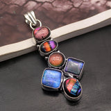 Hermosa Gemstone Dichroic Glass Silver Pendant Necklace Charm
