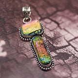 Hermosa Rainbow Dichroic Glass Silver Pendant Necklace