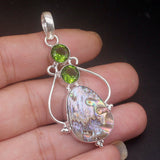 Abalone Shell Green Peridot Charm Necklace Pendant for Women