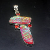 Dichroic Glass Red Garnet Charm Necklace Pendant for Women