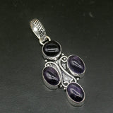 Purple Charoite Silver Charm Necklace Pendant for Women