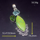 Green Turquoise Peridot Silver Charm Necklace Pendant