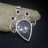 Hematite Garnet Silver Necklace Pendant for Women