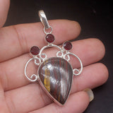 Hematite Garnet Silver Necklace Pendant for Women