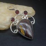 Hematite Garnet Silver Necklace Pendant for Women