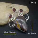 Hematite Garnet Silver Necklace Pendant for Women