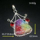 Solar Quartz Blood Red Garnet Silver Charm Necklace Pendant