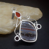 Hematite Red Garnet Silver Charm Necklace Pendant for Women
