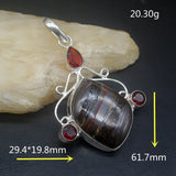 Hematite Red Garnet Silver Charm Necklace Pendant for Women