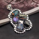 Hermosa Dichroic Glass Silver Pendant Necklace