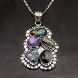 Hermosa Dichroic Glass Silver Pendant Necklace