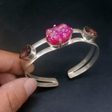 Purple Amethyst Silver Cuff Bangle for Women