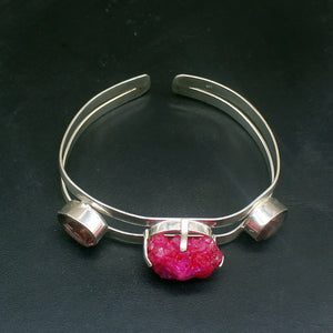 Purple Amethyst Silver Cuff Bangle for Women