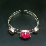 Purple Amethyst Silver Cuff Bangle for Women