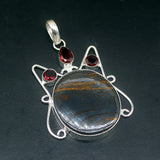 Hematite Red Garnet Silver Charm Necklace Pendant