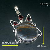 Hematite Red Garnet Silver Charm Necklace Pendant