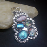 Royal Dichroic Glass Silver Charm Necklace Pendant for Women