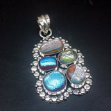 Royal Dichroic Glass Silver Charm Necklace Pendant for Women