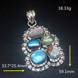 Royal Dichroic Glass Silver Charm Necklace Pendant for Women