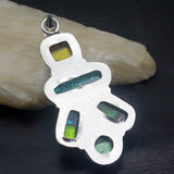 Dichroic Glass Silver Pendant Necklace for Women Men