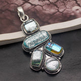 Dichroic Glass Silver Pendant Necklace for Women Men