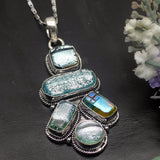 Dichroic Glass Silver Pendant Necklace for Women Men