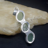 Three-stone Agate Silver Charm Necklace Pendant for Women