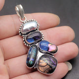 Hermosa Jewelry Dichroic Glass Silver Pendant Necklace Charm DH07
