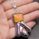 Mysterious Dichroic Glass Silver Pendant Necklace Charm DH03
