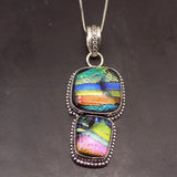 Hermosa Jewelry Dichroic Glass Silver Pendant Necklace Charm DH01