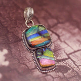 Hermosa Jewelry Dichroic Glass Silver Pendant Necklace Charm DH01