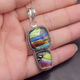 Hermosa Jewelry Dichroic Glass Silver Pendant Necklace Charm DH01