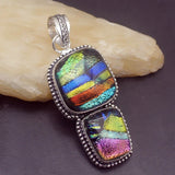 Hermosa Jewelry Dichroic Glass Silver Pendant Necklace Charm DH01