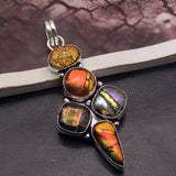 Natural Dichroic Glass Silver Pendant Necklace Charm DH09