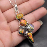 Natural Dichroic Glass Silver Pendant Necklace Charm DH09