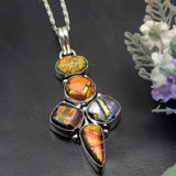 Natural Dichroic Glass Silver Pendant Necklace Charm DH09