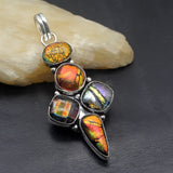 Natural Dichroic Glass Silver Pendant Necklace Charm DH09