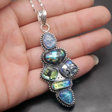 Hermosa Rainbow Dichroic Glass Silver Pendant Necklace Charm DH04