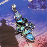 Hermosa Rainbow Dichroic Glass Silver Pendant Necklace Charm DH04