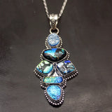 Hermosa Rainbow Dichroic Glass Silver Pendant Necklace Charm DH04