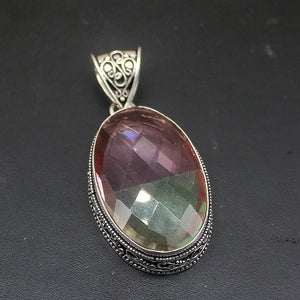 Hermosa Jewelry Dichroic Glass Oval Charm Necklace Pendant