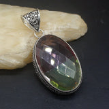 Hermosa Jewelry Dichroic Glass Oval Charm Necklace Pendant