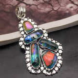 Vintage Dichroic Glass Silver Pendant Necklace Charm DH15