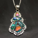 Vintage Dichroic Glass Silver Pendant Necklace Charm DH15