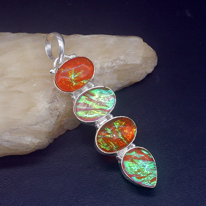 Hermosa Jewelry Hot Dichroic Glass Charm Necklace Pendant